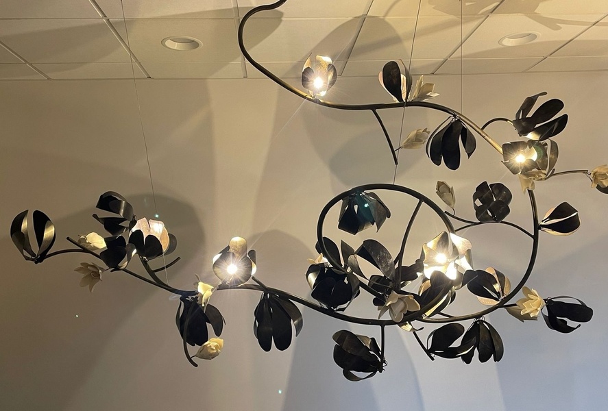 Lustre Branche fleurs et feuilles Magnolia