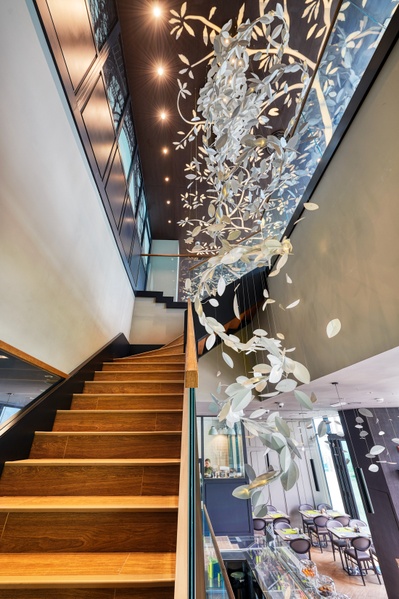 Suspension  Spirale  et tourbillon de feuilles